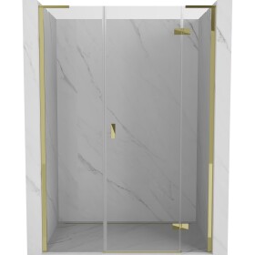 MEXEN/S - Mist-H L sprchové dveře křídlové pravé 135, transparent, zlatá 8A5L-135-001-50-00-P