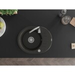 MEXEN - Kevin granitový dřez 1 s odkapávačem 586x458 mm,černá/zlatý metalik, sifon chrom 6517581005-75