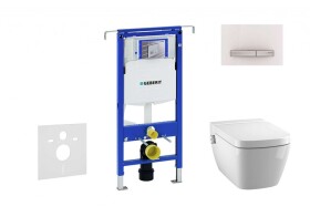 GEBERIT - Duofix Modul pro závěsné WC s tlačítkem Sigma50, alpská bílá + Tece One - sprchovací toaleta a sedátko, Rimless, SoftClose 111.355.00.5 NT8