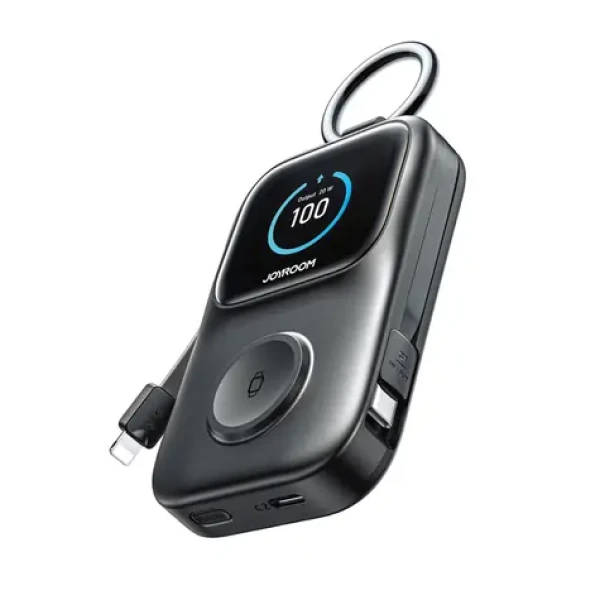 Joyroom JR-W19 černá / Powerbanka / 5000 mAh / 1x USB-C / 1x Lightning + 1x USB-C kabel / bezdrátové nabíjení (6956116781514)
