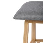 Botník / taburet, police, masiv bambus, přírodní odstín, šedá látka