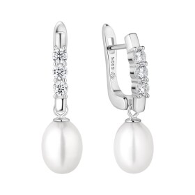 Stříbrné náušnice s bílou perlou Rita, stříbro 925/1000, Stříbrná Bílá