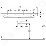 GEBERIT - Xeno 2 Umyvadlo 1200x480 mm, bez otvoru pro baterii, bez přepadu, s KeraTect, bílá 500.552.01.1