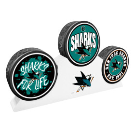 Mustang Puk San Jose Sharks NHL 3 Puck Podium Set