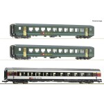 Roco 74030 3dílná sada průběžných vozů ICE 1 Redesign 2005 značky DB-AG Třída 1, třída Avmz 801.0, třída 2, třída Bvmz 8