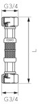NOVASERVIS - Nerezová hadička M3/4" x M3/4" -80cm PWS504