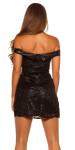 Sexy pouzdrové šaty Koucla krajkovým dekoltem karmínou black