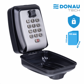 DONAU TECH uzamykatelná schránka na klíče DONAU TECH, s číselnou klávesnicí, 115 × 95 × 40 mm, černostříbrná