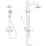 SAPHO - CUBEMIX sprchový sloup s pákovou baterií, černá mat CM139B