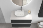 CERANO - Koupelnová skříňka Velora - černá matná, úchytka chromová + deska z lit. mramoru Elanys - 12 mm - bílá matná - 60x54,2x46,5 CER-679435