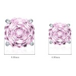 Stříbrné náušnice Ledová růže s růžovým krystalem 6/8 mm, Růžová 6 cm