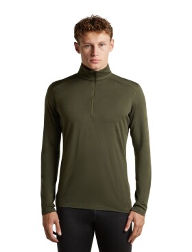 Pánské merino triko dlouhý rukáv, 1/2 zip ICEBREAKER Mens 200 Oasis LS Half Zip, Dark Loden velikost: L