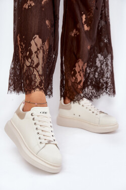 Kožené Dámské Tenisky Na Platformě Béžové GOE RR2N4004 39