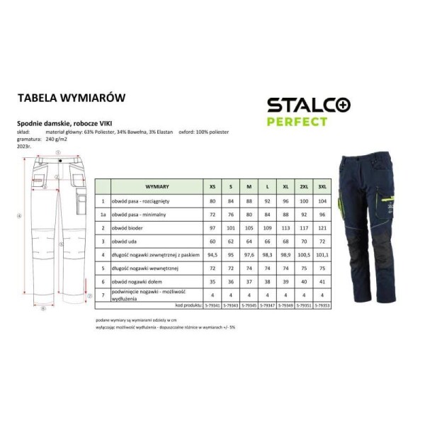 Kalhoty pracovní dámské VIKI, L, STALCO PERFECT