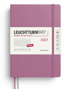 Denní plánovač Dusty Rose, Medium A5 2027, anglicky