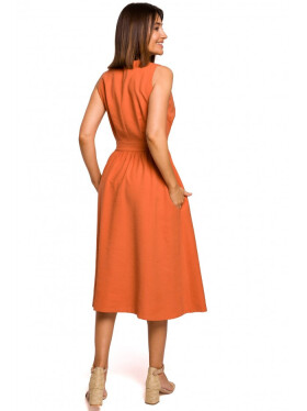 šaty bez rukávů oranžové EU model 18002739 STYLOVE