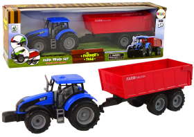Mamido Zemědělský traktor s přívěsem modrý