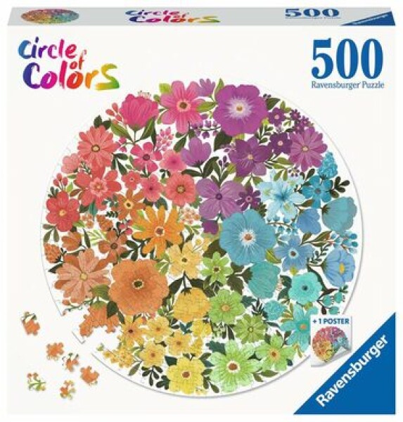 RAVENSBURGER Kulaté Kruh barev: Květiny 500 dílků