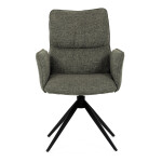 Židle jídelní, zelená látka, 360° vratný mechanismus, černý kov