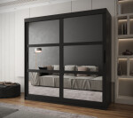 Šatní skříň Abi Miror Barva korpusu: Černá, Rozměry: 150 cm, Dveře: Černá