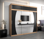 Šatní skříň Abi E0 s nástavcem Barva korpusu: Černá, Rozměry: 120 cm, Dveře: Bílá