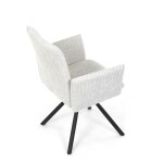 Židle jídelní, krémová látka, černý kov, otočný mechanismus 90°/90° (L/P) - funkce reset