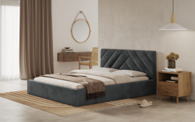FRONTI Postel PRATO 120x200 tmavěšedá s úložným prostorem