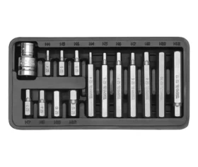 YATO Sada bitů inbus s adaptérem 10 mm x 1|2 (15 ks) / H4 - H12 / Délka 30-75 mm (YT-0413)