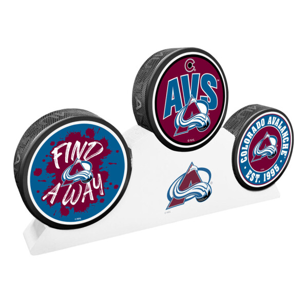 Mustang Puk Colorado Avalanche NHL 3 Puck Podium Set