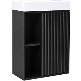 CERANO - Umyvadlová skříňka pro WC Sofia - černá matná + umyvadlo z litého mramoru Sofia - bílá lesklá - 50x70x25 CER-295470