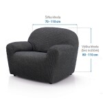 Super strečové potahy RUBINIA antracitová křeslo (š. 70 - 110 cm)