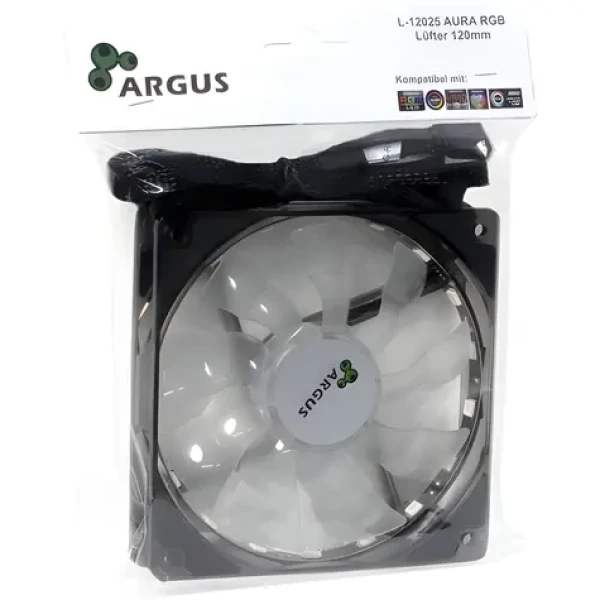 Inter-Tech Argus L-12025 černá / Ventilátor / 120 mm / RGB / 1500 RPM / 30 dB / 4-pin PWM (88885454)