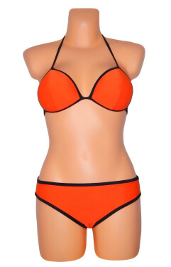 Dámské plavky dvoudílné sexy bikiny TRIANGLE zdobené černými lemy oranžové Oranžová model 15042354 Oranžová černá OEM
