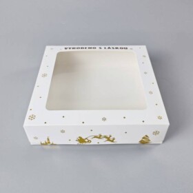 Dortisimo Vánoční krabice na cukroví bílo-zlatá nepromastitelná (20 x 20 x 5 cm)