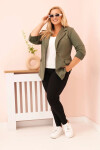 Dámská viskózová blazer Plus Size s dlouhým rukávem a límcem khaki UNI
