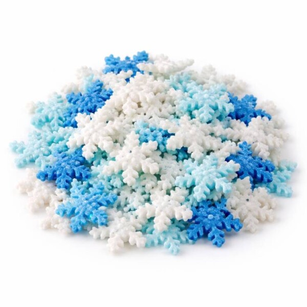 Dortisimo Cukrové sněhové vločky bílé a modré perleťové (50 ks)