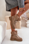 Dámské Šněrovací Boty S Kožíškem Tmavě Béžové Vaminia 40