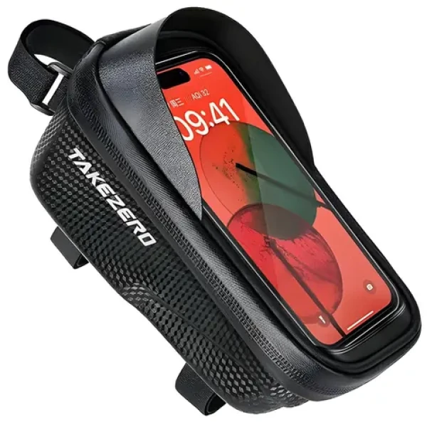TAKEZERO A2 černá / Brašna na rám kola / Pouzdro na telefon do 6,7" / Voděodolné / 1 l (MS77)