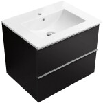 CERANO - Koupelnová skříňka Velora - černá matná, úchytka chrom + keramické umyvadlo Todo - 61x55x46,5 CER-664912