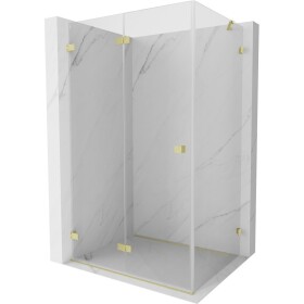 MEXEN/S - Lunar-F sprchový kout skládací dveře levá 80 x 70, transparent, zlato kartáčovaná 836-080-070-55-00-L