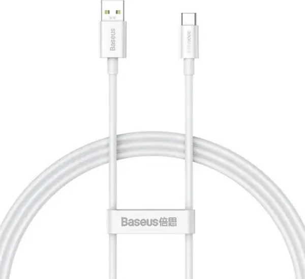 Baseus CAYS000902 Kabel USB-A (M) - USB-C (M) 1 m bílá / 65W (CAYS000902)