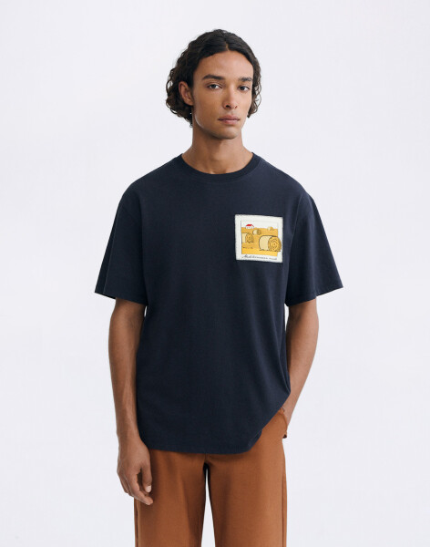 Tričko Thinking MU Straw Camp Navy Aaron Tee NAVY