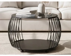 Kulatý konferenční stolek Shanghai, 60 cm, černý/šedý