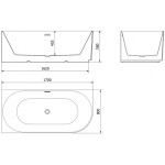 MEXEN/S - Gia volně stojící rohová vana reliéf levá 170 x 80, černá mat, sifon a přepad bílá 52701708071L-20