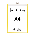 Djois rámeček s kapsou a očkem, A4, otevřený shora, žlutý, 5 ks
