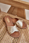 Kožené dámské pantofle Lewski Shoes 3682 zlaté 38