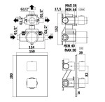 PAFFONI - Level Termostatická sprchová baterie pod omítku s tělesem, 3 výstupy, matná černá LEQ519NO/M