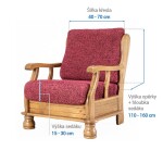 Bielastické potahy VITTORIA bordó křeslo s dřevěnými rukojeťmi (š. 40 - 70 cm)