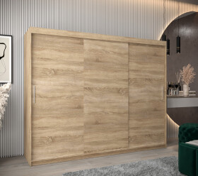 Šatní skříň Abi T0 s posuvnými dveřmi Barva korpusu: Dub Sonoma, Rozměry: 250 cm, Dveře: Dub sonoma