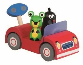 Detoa Dřevěné auto červená - Krtek na výletě